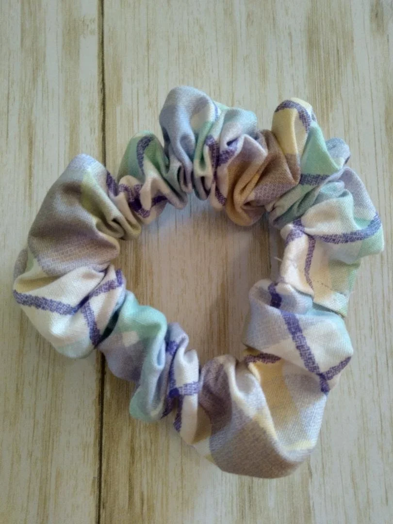 Purple Pastel Plaid Hair Tie Scrunchie