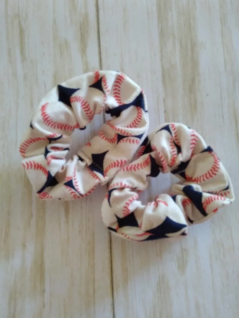 Baseball/Softball 2 small Hair Ties Scrunchies