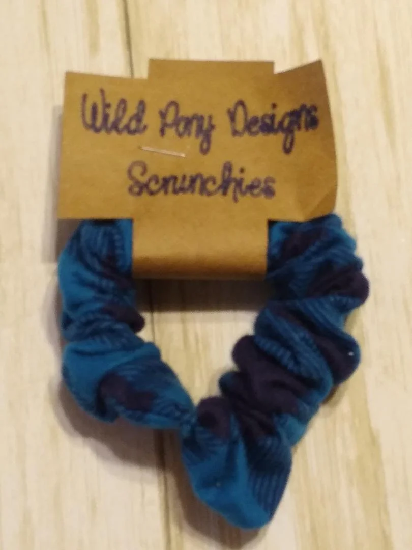 Flannel Blue Plaid Hair Tie Scrunchie