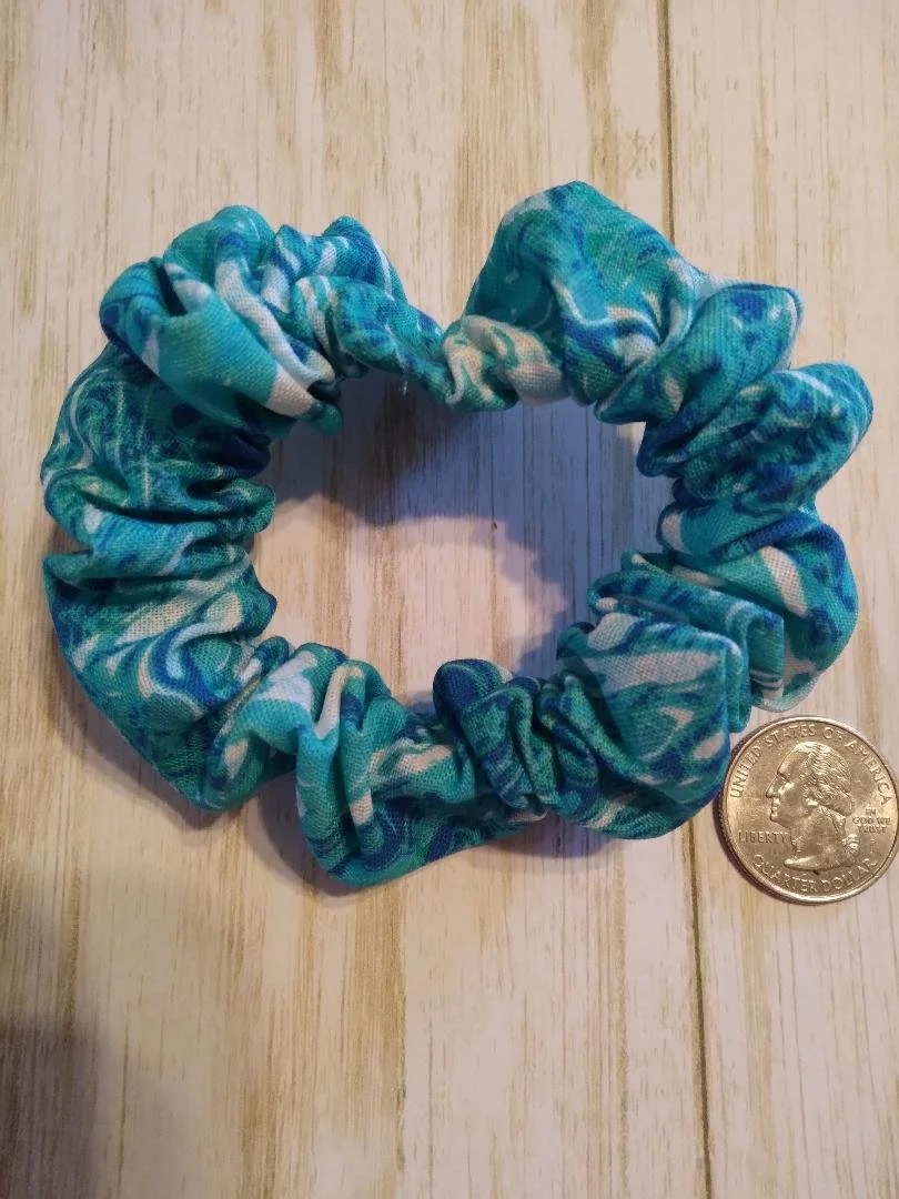 Teal Swirl Hair Tie Scrunchie