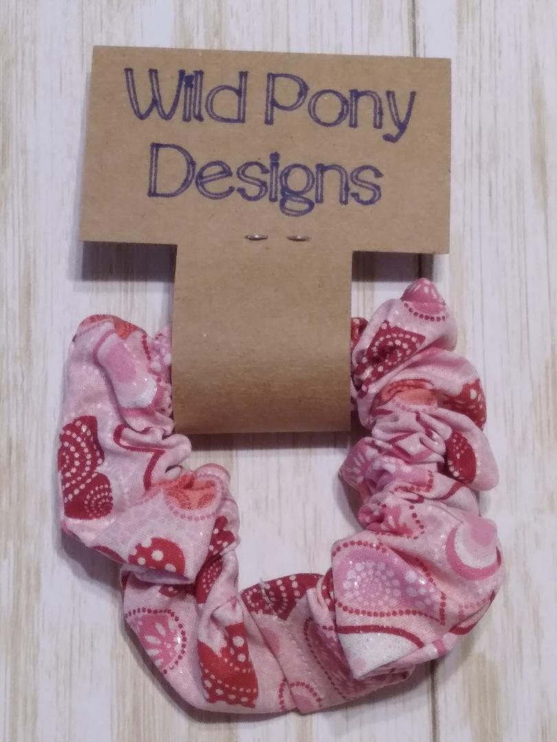 Pink Hearts Hair Tie Scrunchie