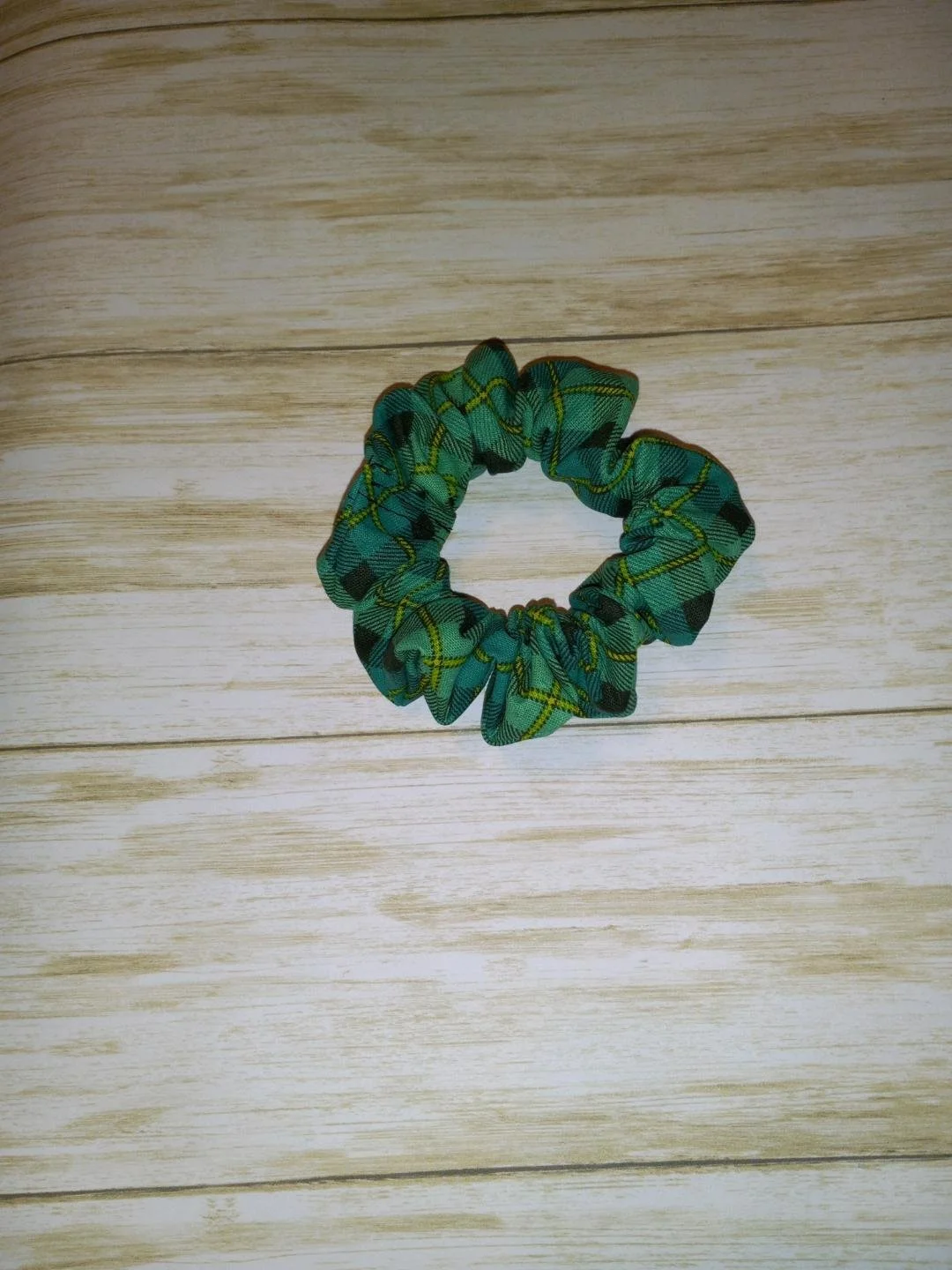 Green Plaid Hair Tie Scrunchie