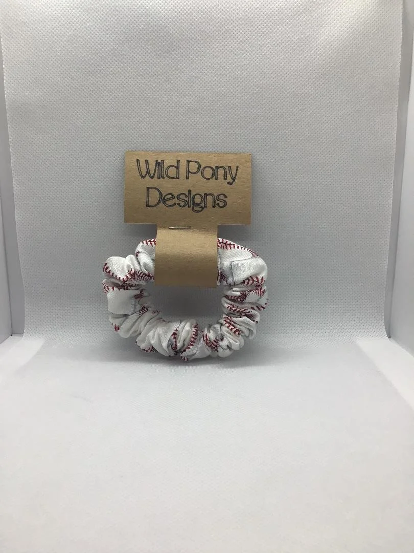 Red Lace Softball/Baseball Hair Tie Scrunchie