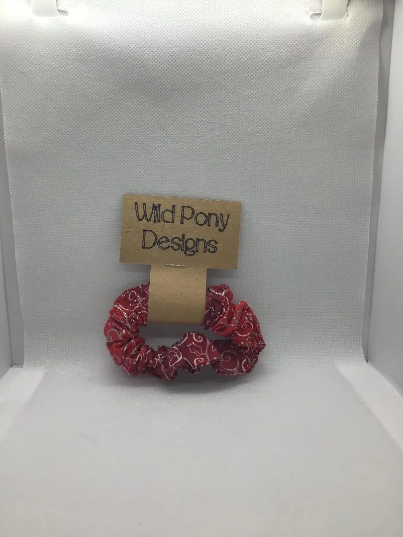 Red and Silver Hair Tie Scrunchie