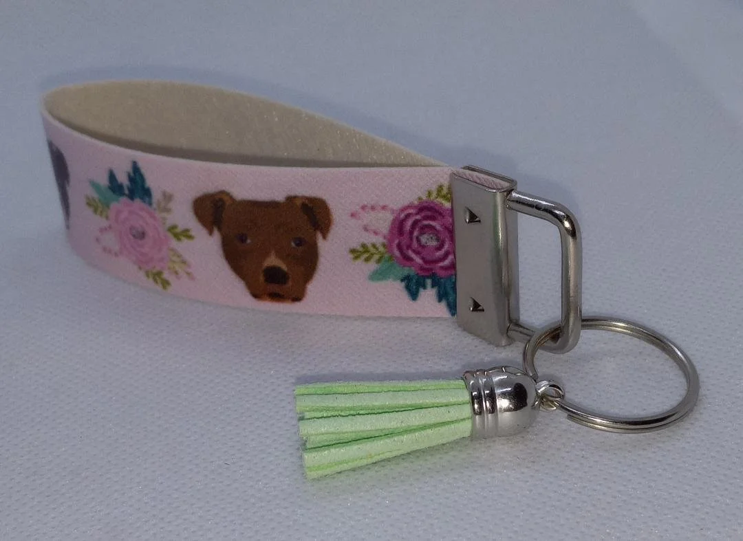 Pit Bull Faux leather Key Fob and Tassel