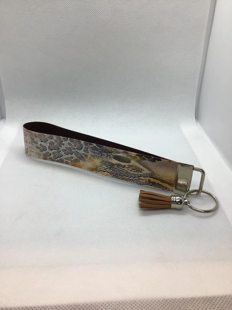Brown Snake Skin HTV with Faux Leather Key Fob and Tassel