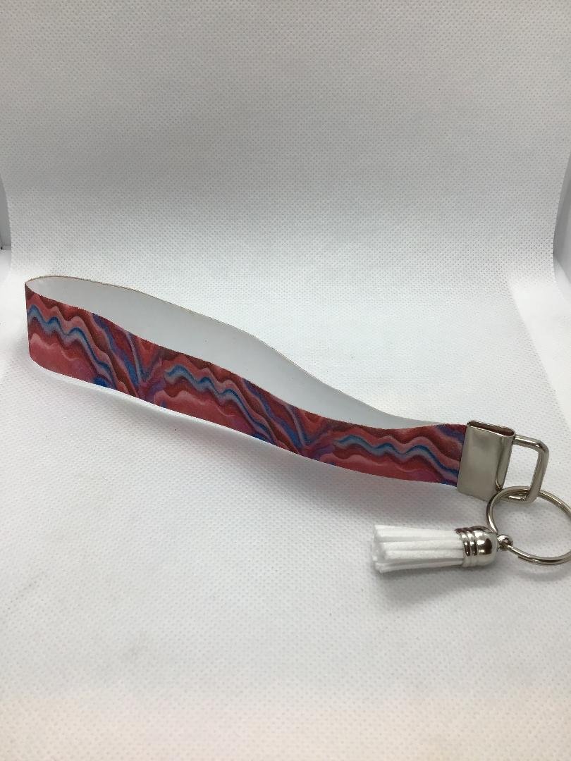 Patriotic Faux Leather Key Fob with HTV and Tassel