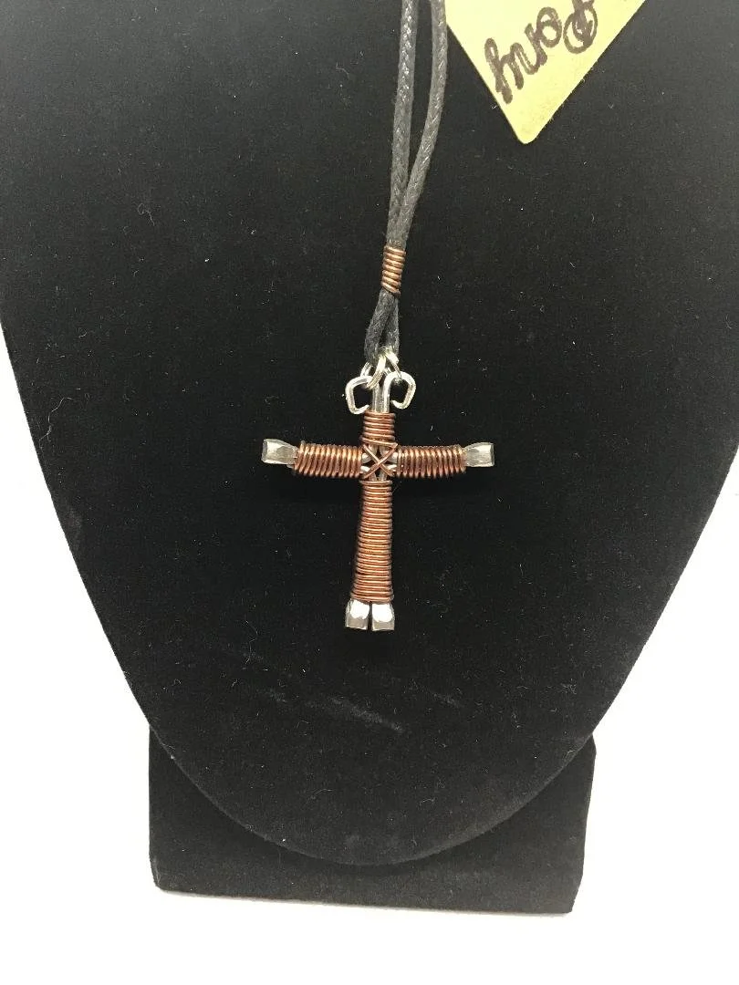Copper Horseshoe Nail Cross Keychain (SM)