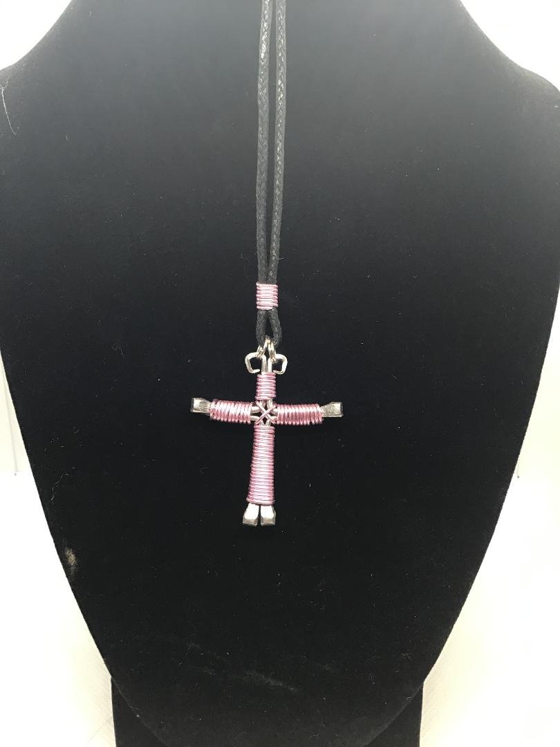 Light Pink Horseshoe Nail Cross Keychain (SM)