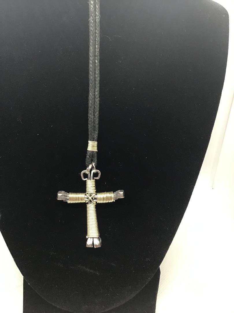 Almost Green Horseshoe Nail Cross Keychain (SM)