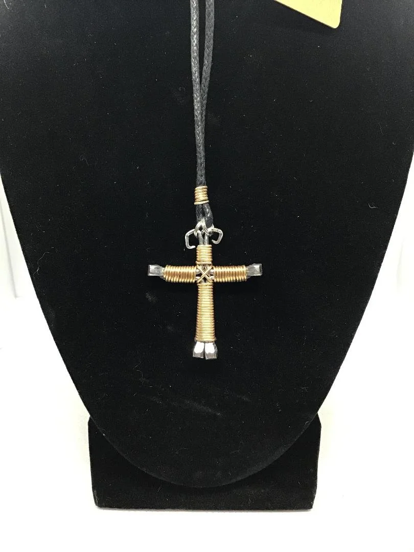 Gold Horseshoe Nail Cross Keychain (SM)