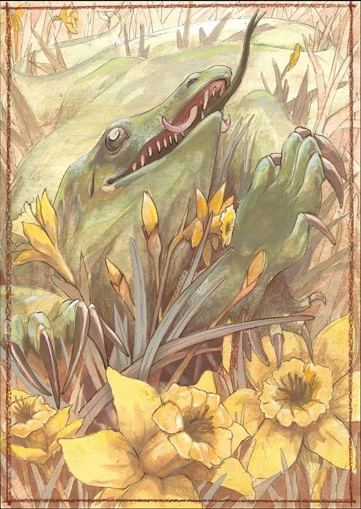 lizard narcissism (gouache painting).jpg
