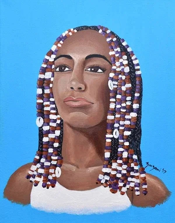 Hair Beads, 2017, Acrylic On Canvas, 11"x14" [$350]
