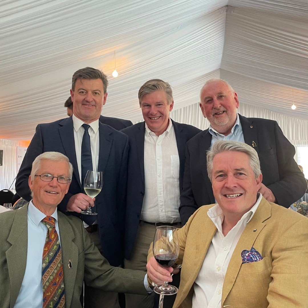 Honouring the inaugural Stibbard-Hulin Trophy for the Best Two-Year-Old Shiraz, featuring David Stibbard (top right) and Earl Hulin (bottom left).

This photo showcases a combined 22 years of presidential leadership, 14 years of chief stewarding, and