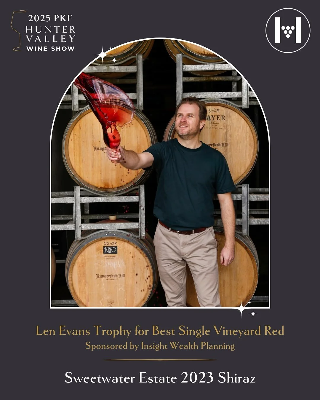 Congratulations to Sweetwater Estate 2023 Shiraz for winning the Len Evans Trophy for Best Single Vineyard Red.

This trophy is proudly sponsored by Insight Wealth Planning.

#25PKFhvws #hvws #hvws25 #wineaustralia #nswwines #huntervalley #hunterwine