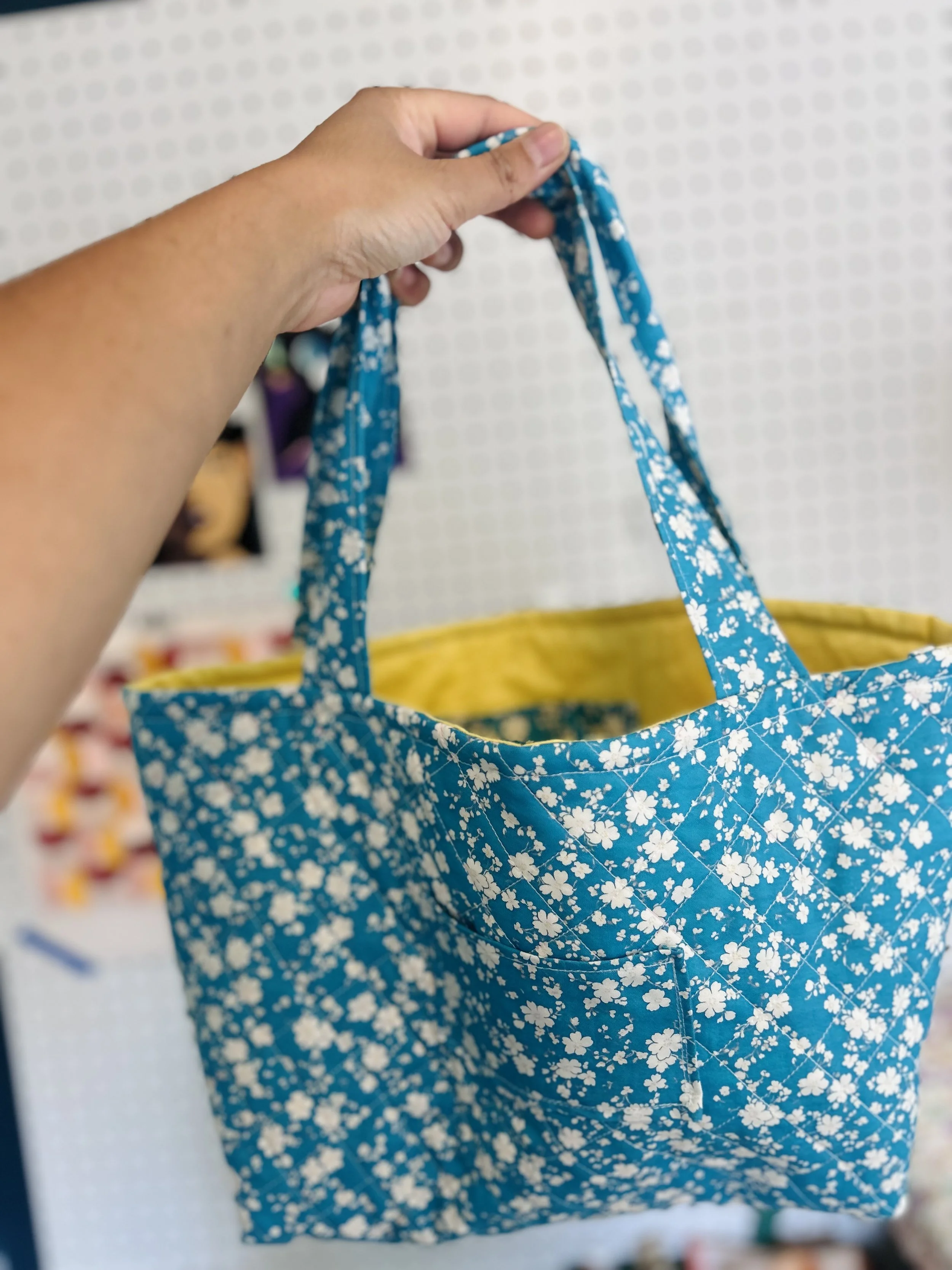 Blue Floral #1 Mini Totebag