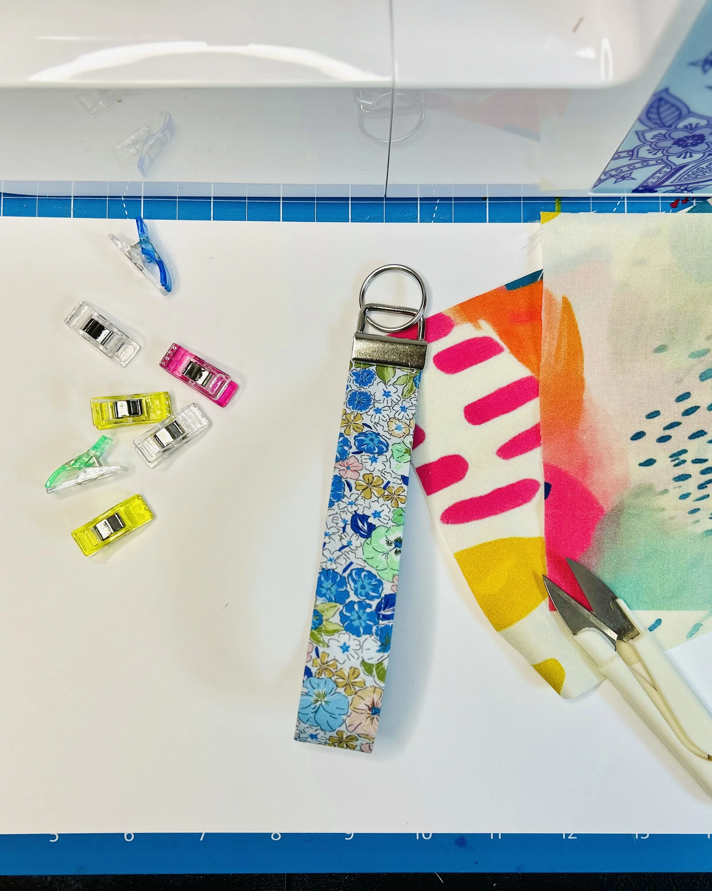 Blue Floral #2 Premium Wristlet