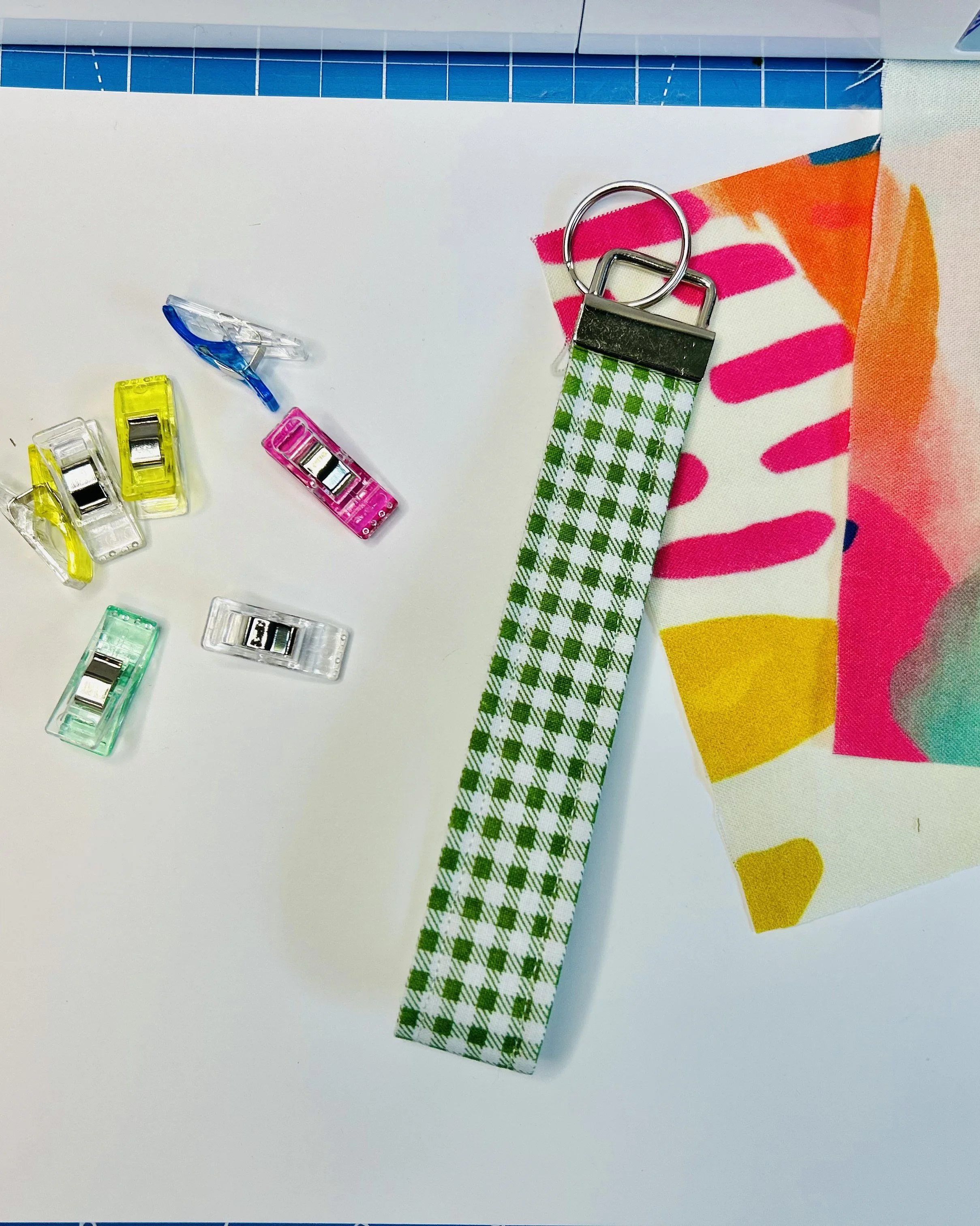 Green Gingham #1 Premium Wristlet