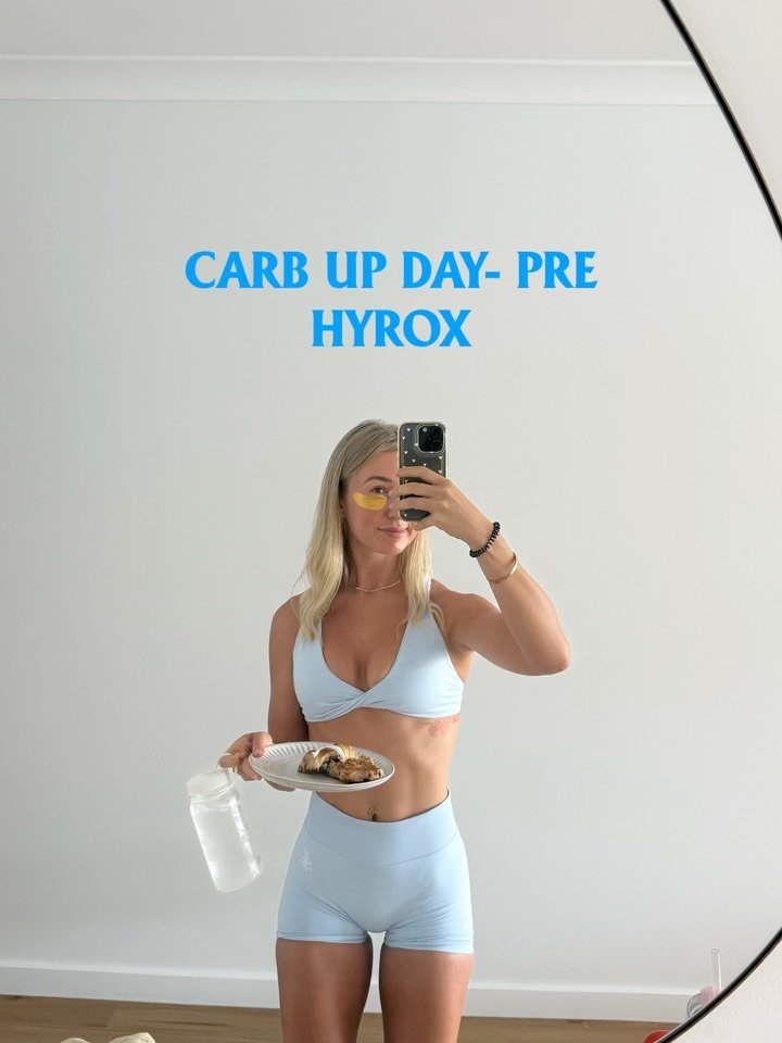Everything I ate as a test carb load for my hyrox event next week. Typically speaking the actual carb load happens 48 to 72 hours before the day- where we increase carbs to roughly 5 to 7 g per kilo of body weight. For me that&rsquo;s about 290grams!