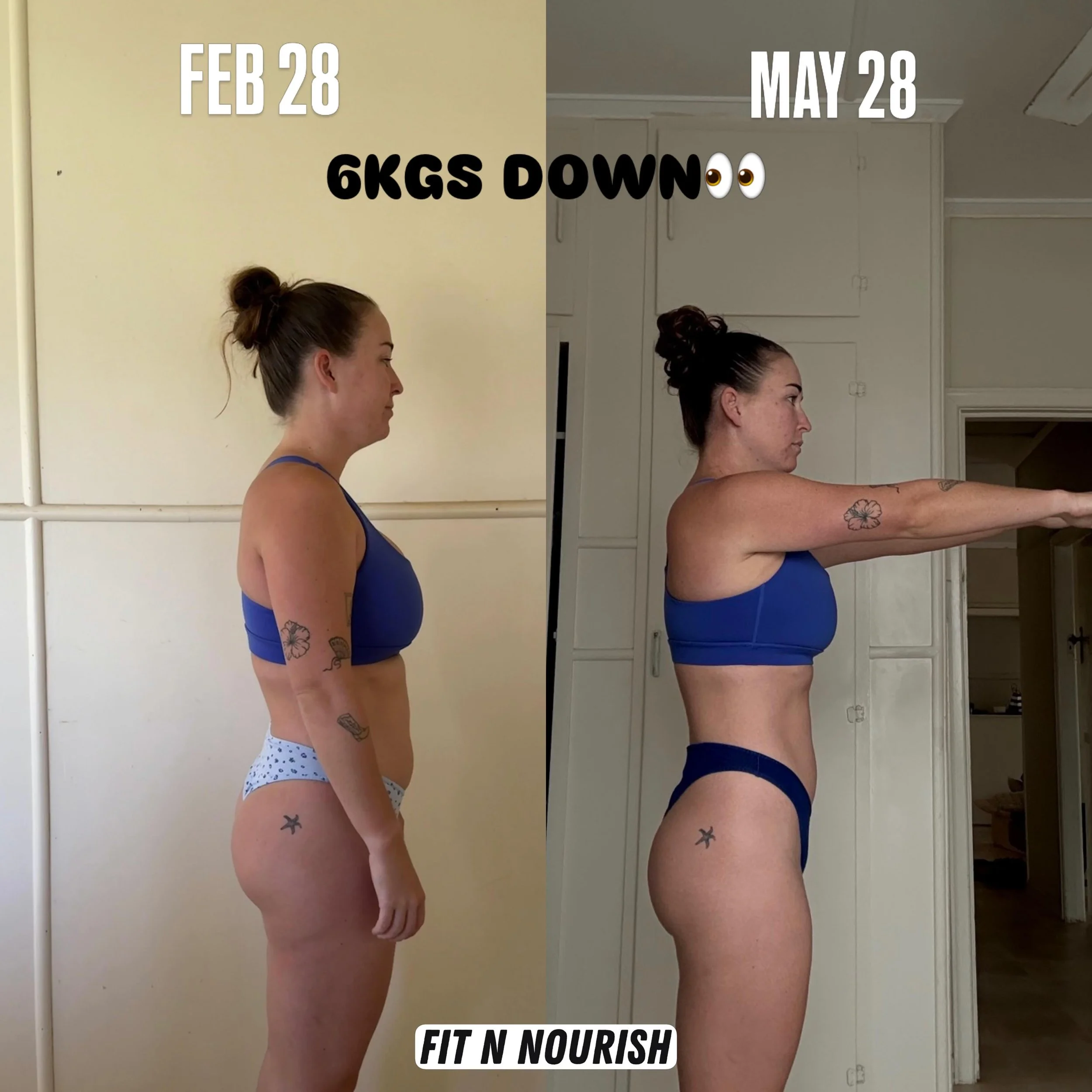 ABBEYS TRANSFORMATION

On the left:
&lsquo;I wasn&rsquo;t feeling confident in my body but I kept putting off investing in myself. I felt like life was too busy to be able to commit to a routine that was sustainable&rsquo;.

On the right:
&lsquo;I&rs