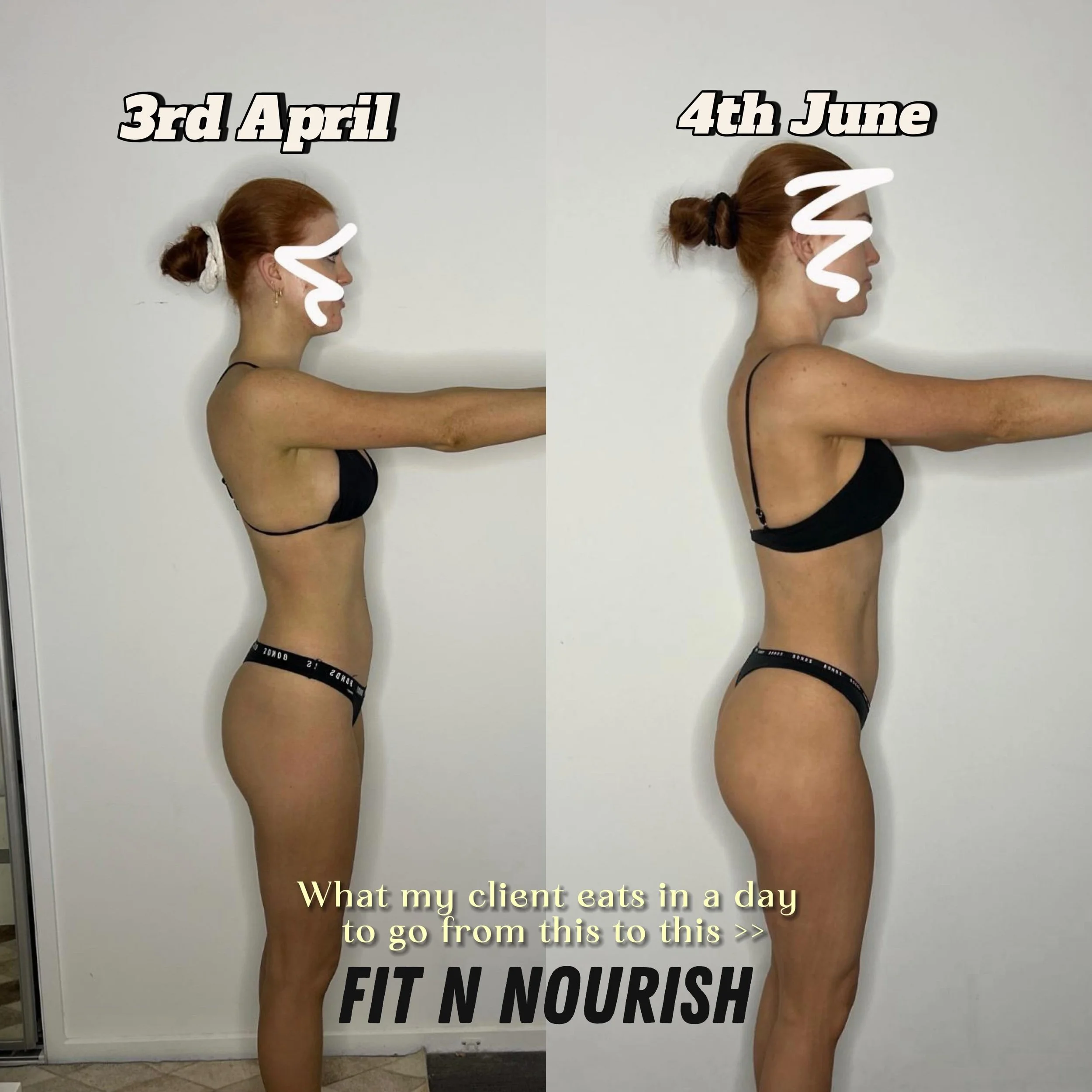 Jacinta came to me 9 weeks ago with the goal to build more muscle mass and heal her relationship with food. We started off by normalising eating patterns and reducing the fear of food to help improve training performance. We have since gradually brou