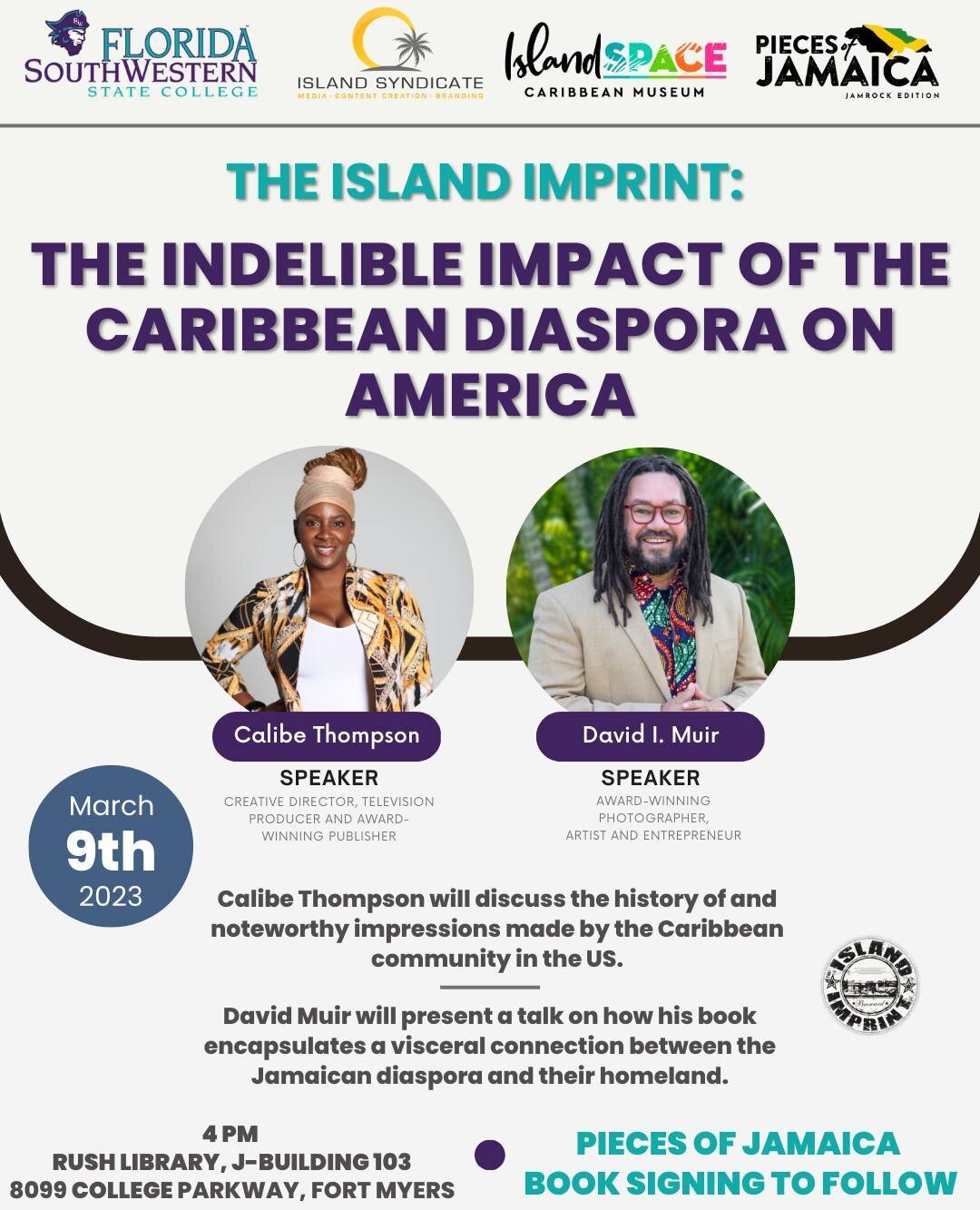 Island Syndicate founders Calibe Thompson and David I. Muir will be in Fort Meyers next week speaking at Florida SouthWestern State College about the Caribbean's global impact. ⁣⁣⁠
⁣⁣⁠
Thompson will discuss noteworthy impressions made by the Caribbea