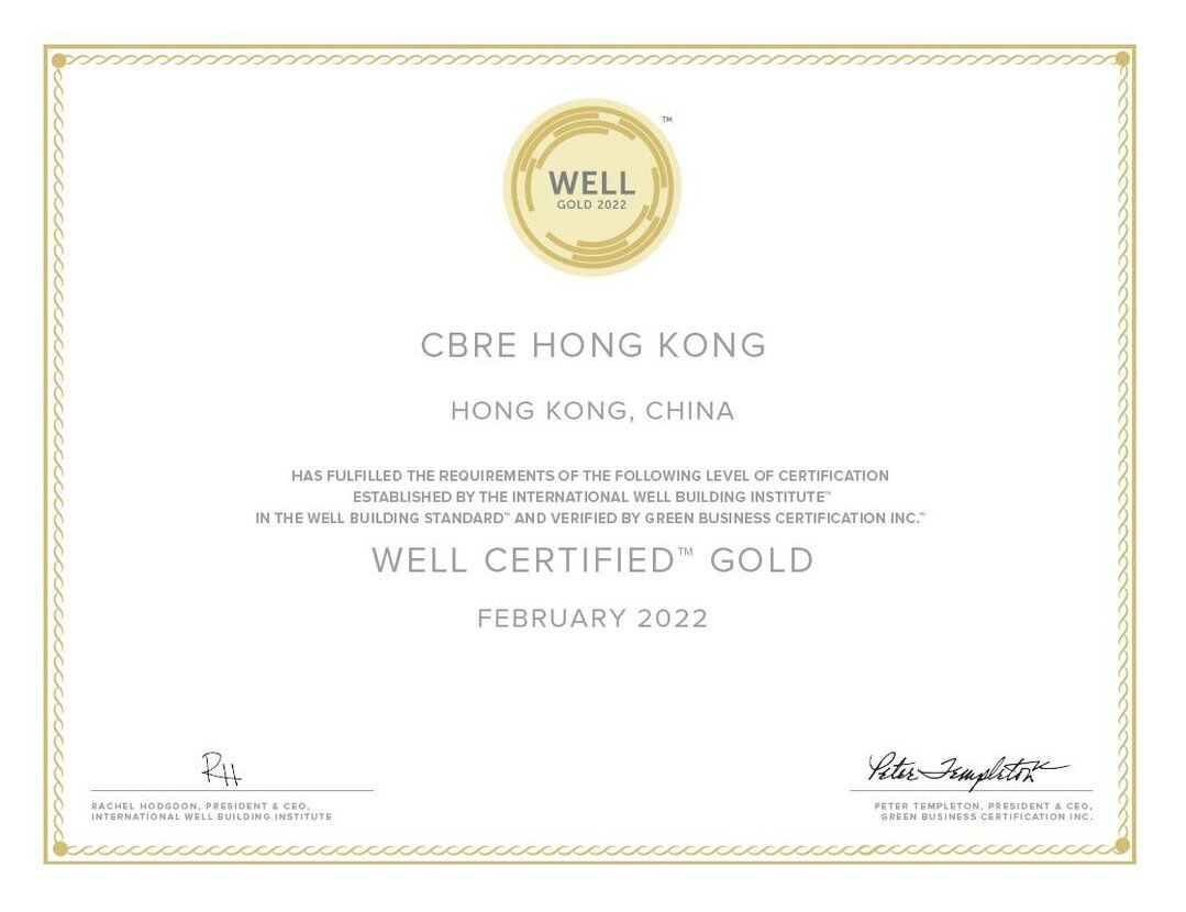 Our office design for CBRE&rsquo;s HK office is WELL Gold certified, which means that every aspect of the design was created with the health and wellbeing of employees in mind. From air and water quality to lighting and acoustics, WELL uses performan