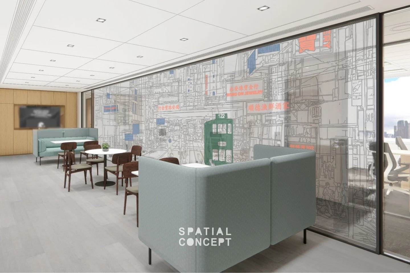 The 10th-floor pantry serves as the heart of the Magic Circle Law Firm&rsquo;s new office. Designed as a vibrant hub, it features booth seating, a pantry bar counter that doubles as a striking backdrop for events. 🌟🌱

#WorkplaceWellness #SocialSpac
