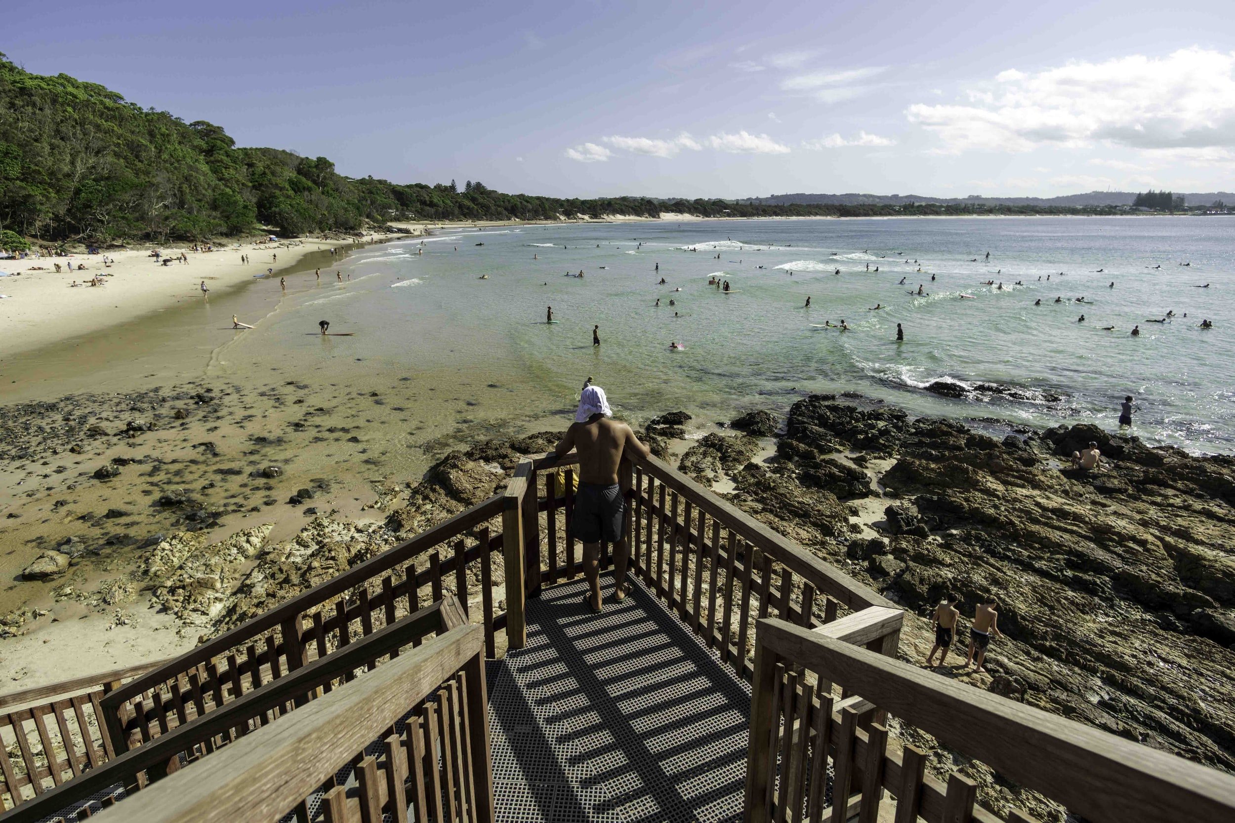 stairs down from lookout at The Pass beach, Byron Bay