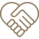 Line art of a heart with a checkmark inside