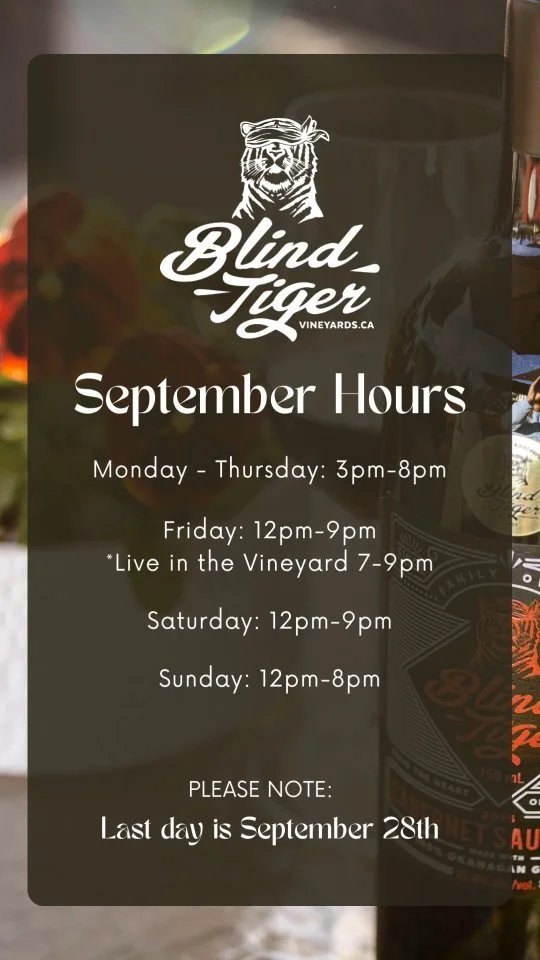 Summer sunsets fade, but September is still serving those dreamy evenings, cozy patio hangs, and fall-worthy pours. 🍷
We’re soaking up every last sip, slice, and sunset until Sunday, September 28th.
September Hours:
– Mon–Thurs