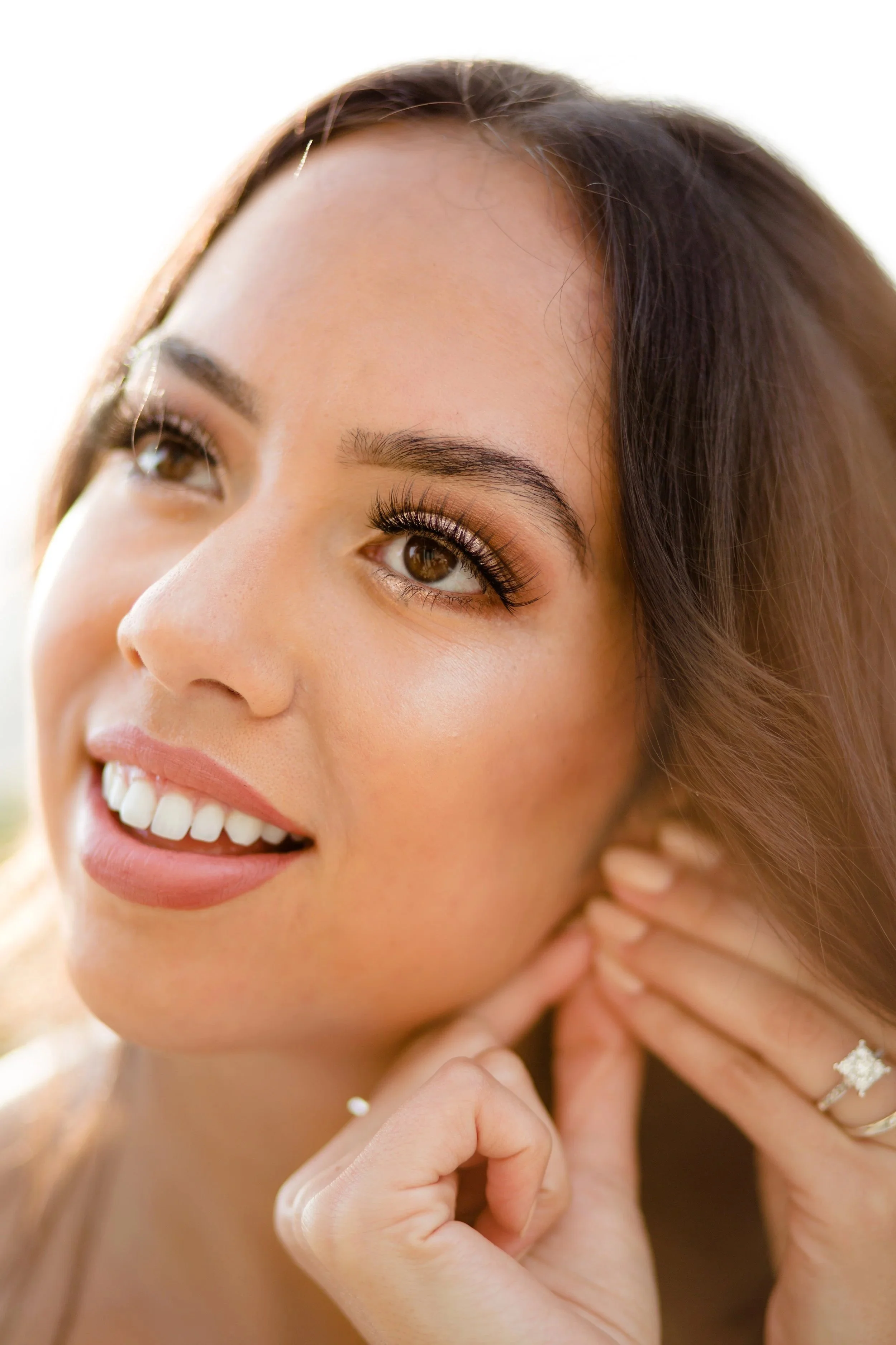 Mixed race, Bride, soft glowy luminous glam natural makeup
