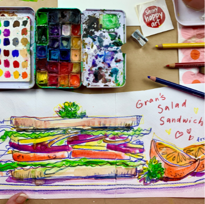 Gran's Salad Sandwich Sketch Along