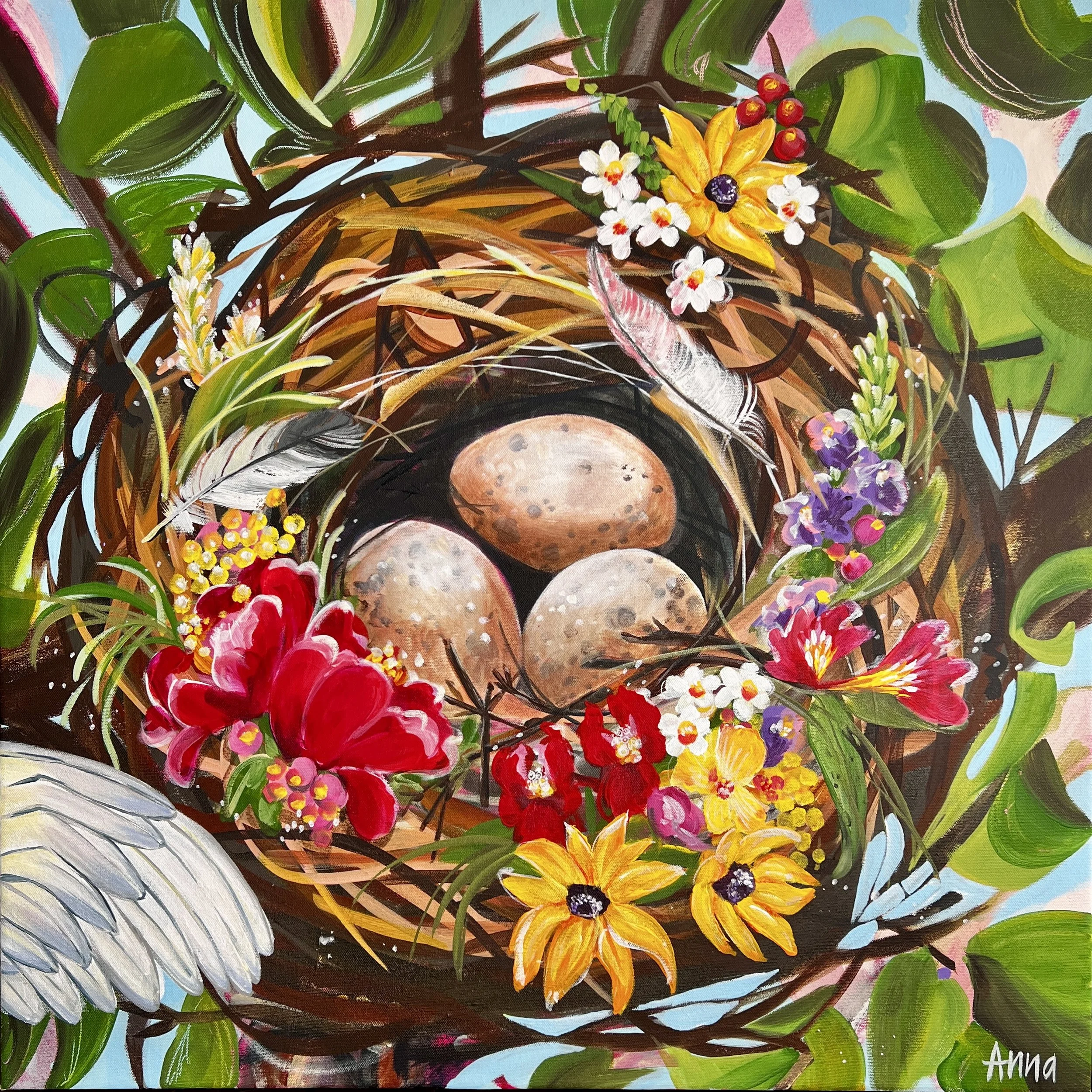 'Nest 5' - 76x76cm + frame - Anna Battle