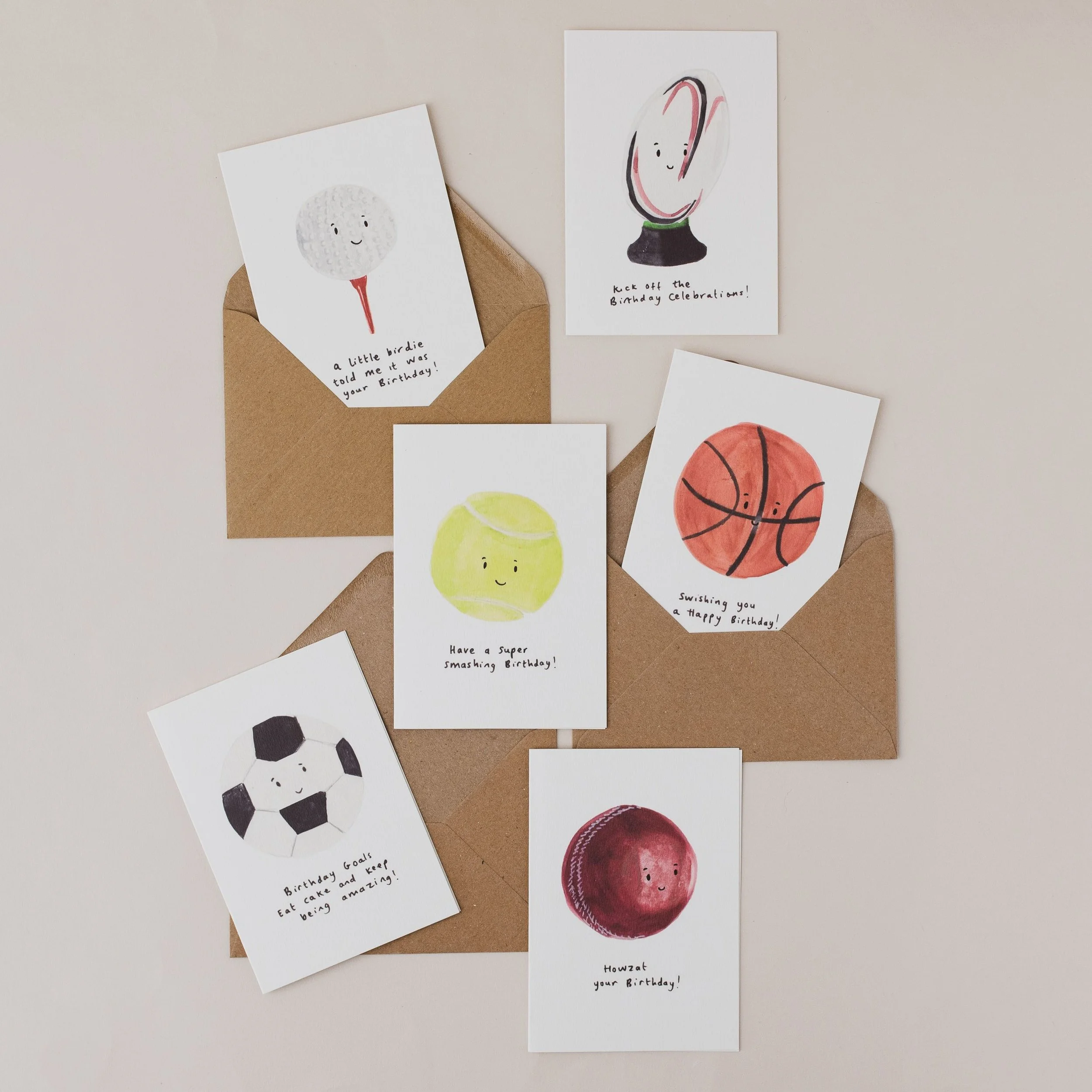 Sports Balls Birthday Card Pack