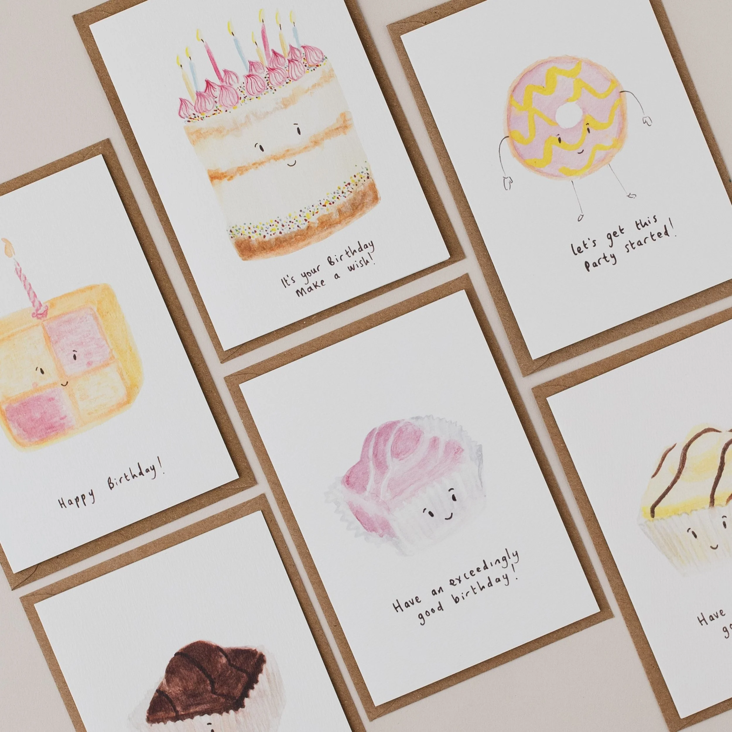 6 Teatime Cake Birthday Cards