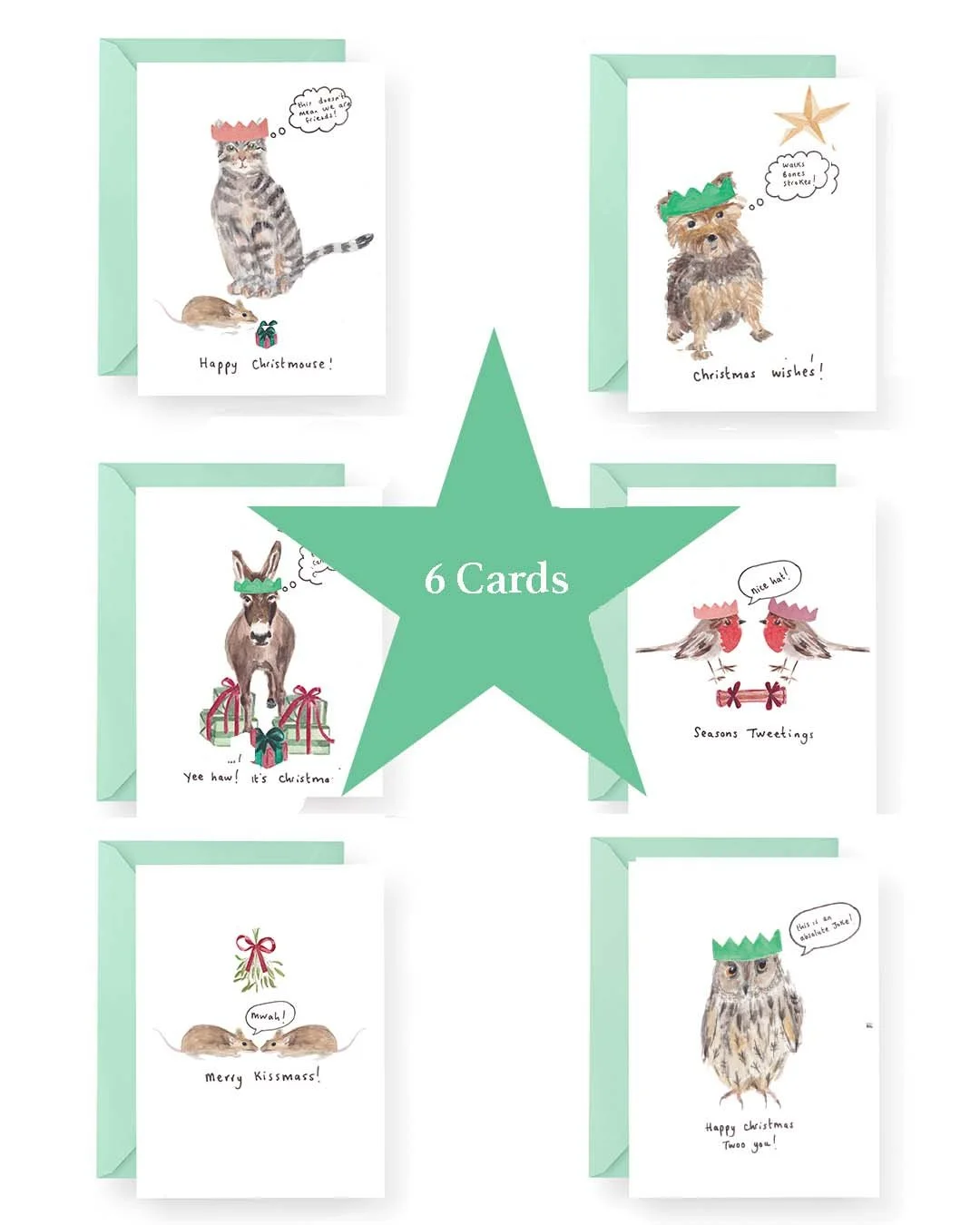 Season's Tweetings 'Set of 6' Christmas Cards
