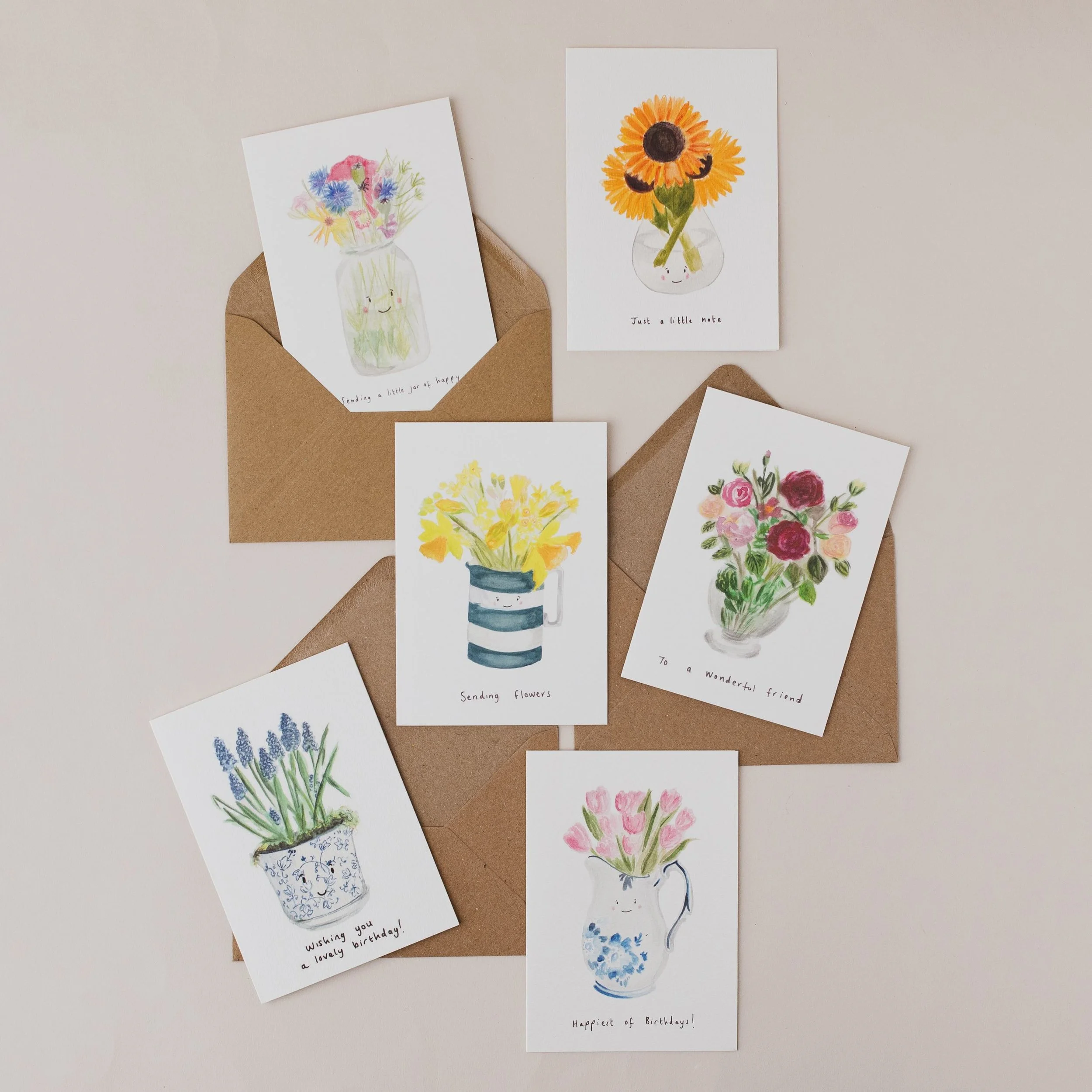 Flower Card Set of 6 Cards