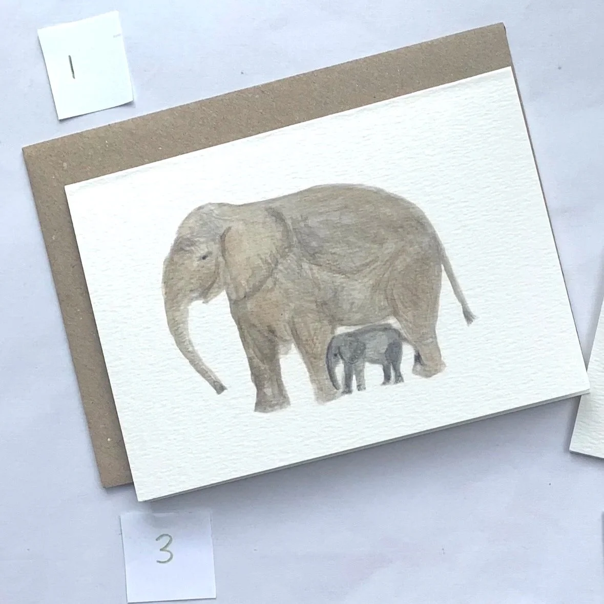 Elephant and one calf Card (2nd's Sold BLANK not PERSONALISED)