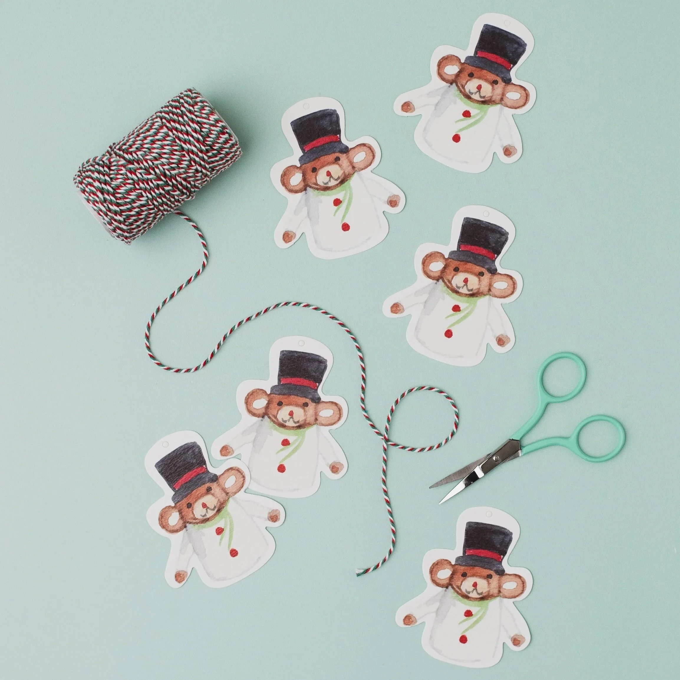 Top Hat Bear Christmas Gift Tags