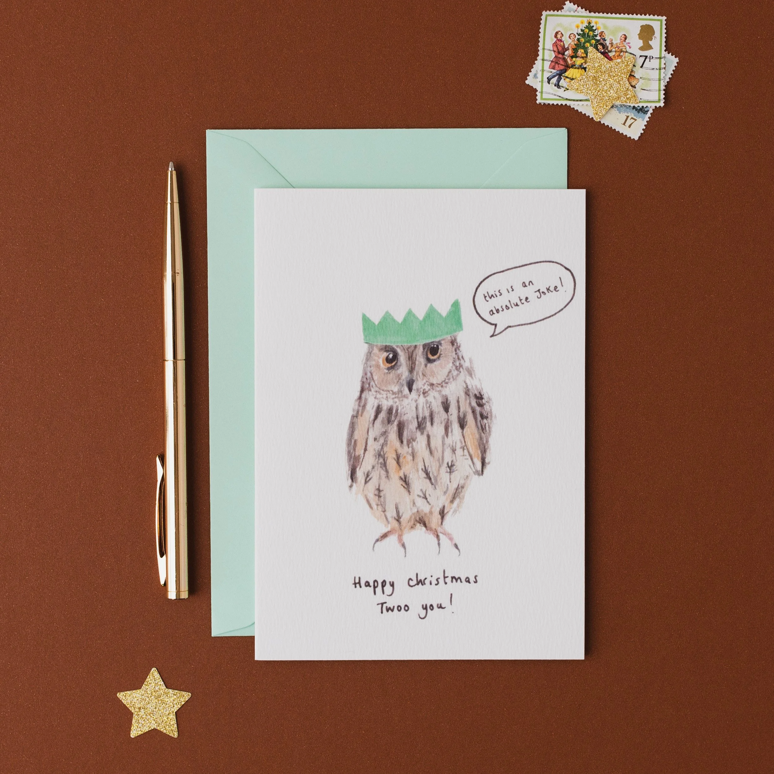 Grumpy Owl Chrismas Card