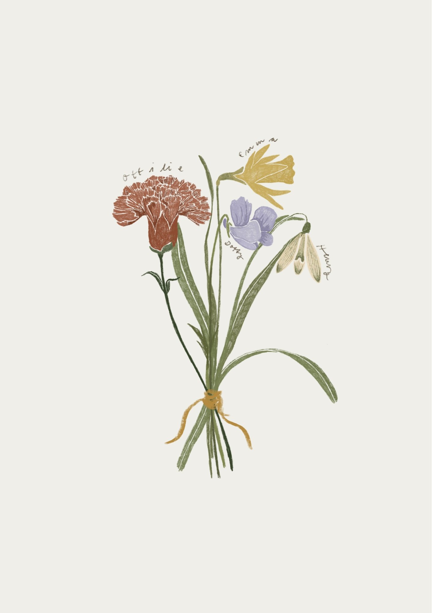 Custom Made Birth Flower Bouquet Print / Digital Download
