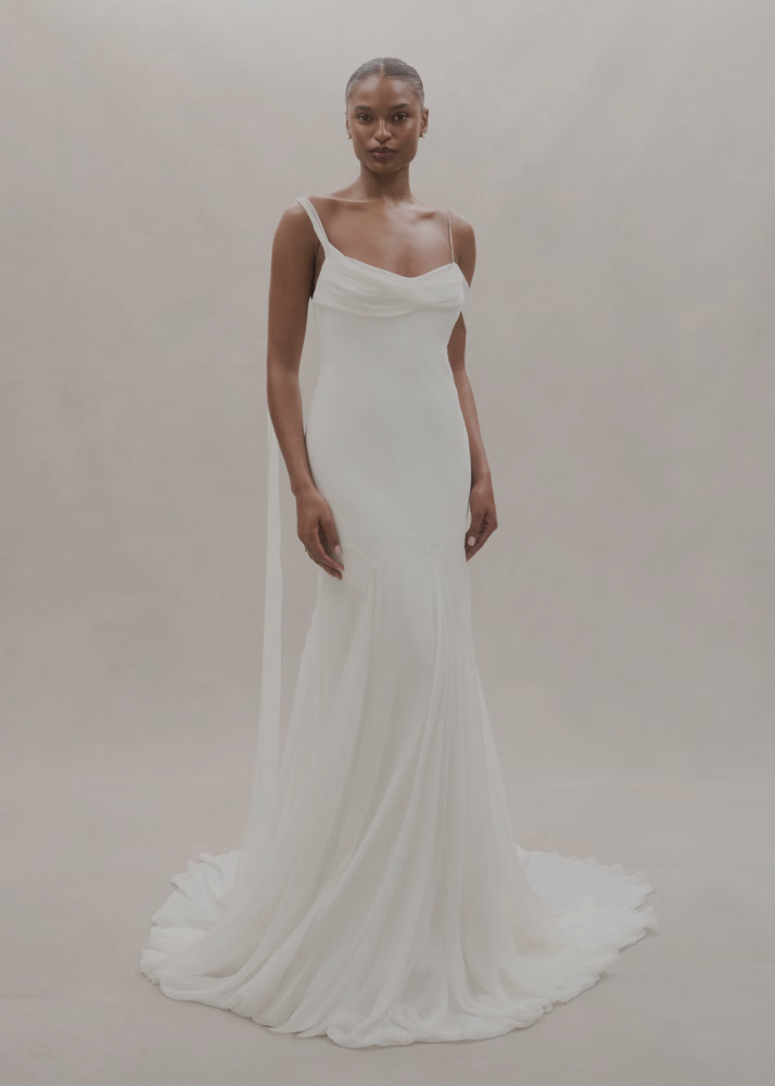 Luxury Australian bridal gown with ethereal silk chiffon draping