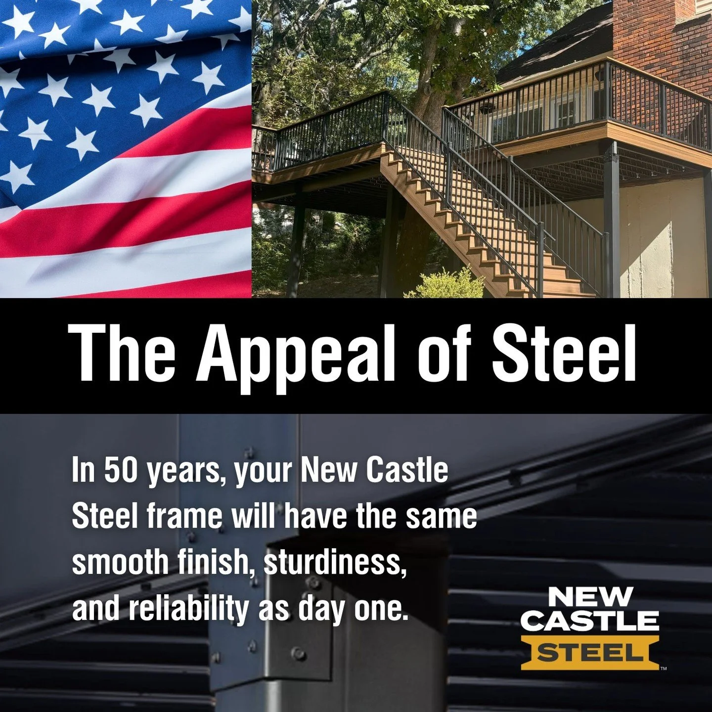 In 50 years, your New Castle Steel frame will have the same smooth finish, sturdiness, and reliability as day one. Can you say the same about wood?
We break down why steel framing is a designer's dream - allowing curves, angled corners, and cantilev
