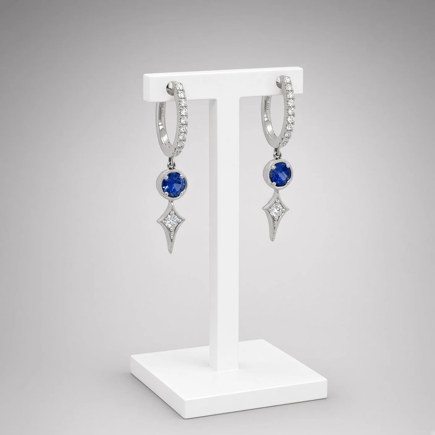 Sapphire & Diamond Hoop/Dangle Earrings