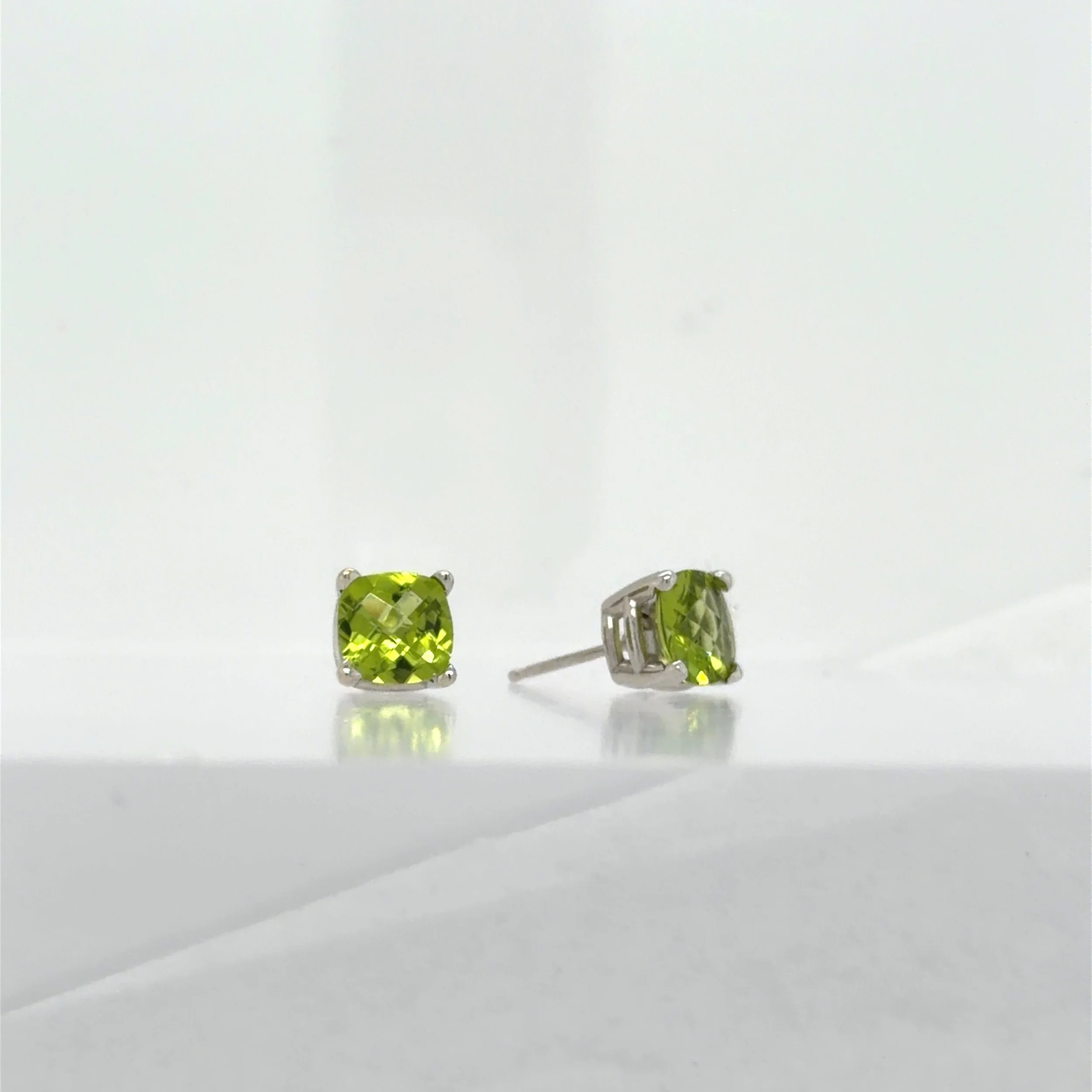 White Gold Peridot Studs