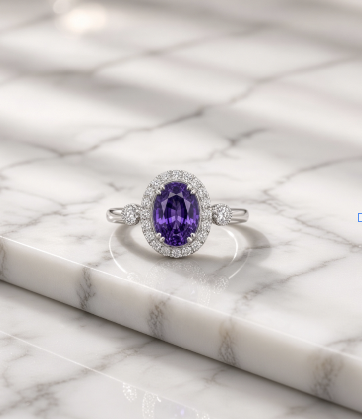 Purple Sapphire & Diamond Ring