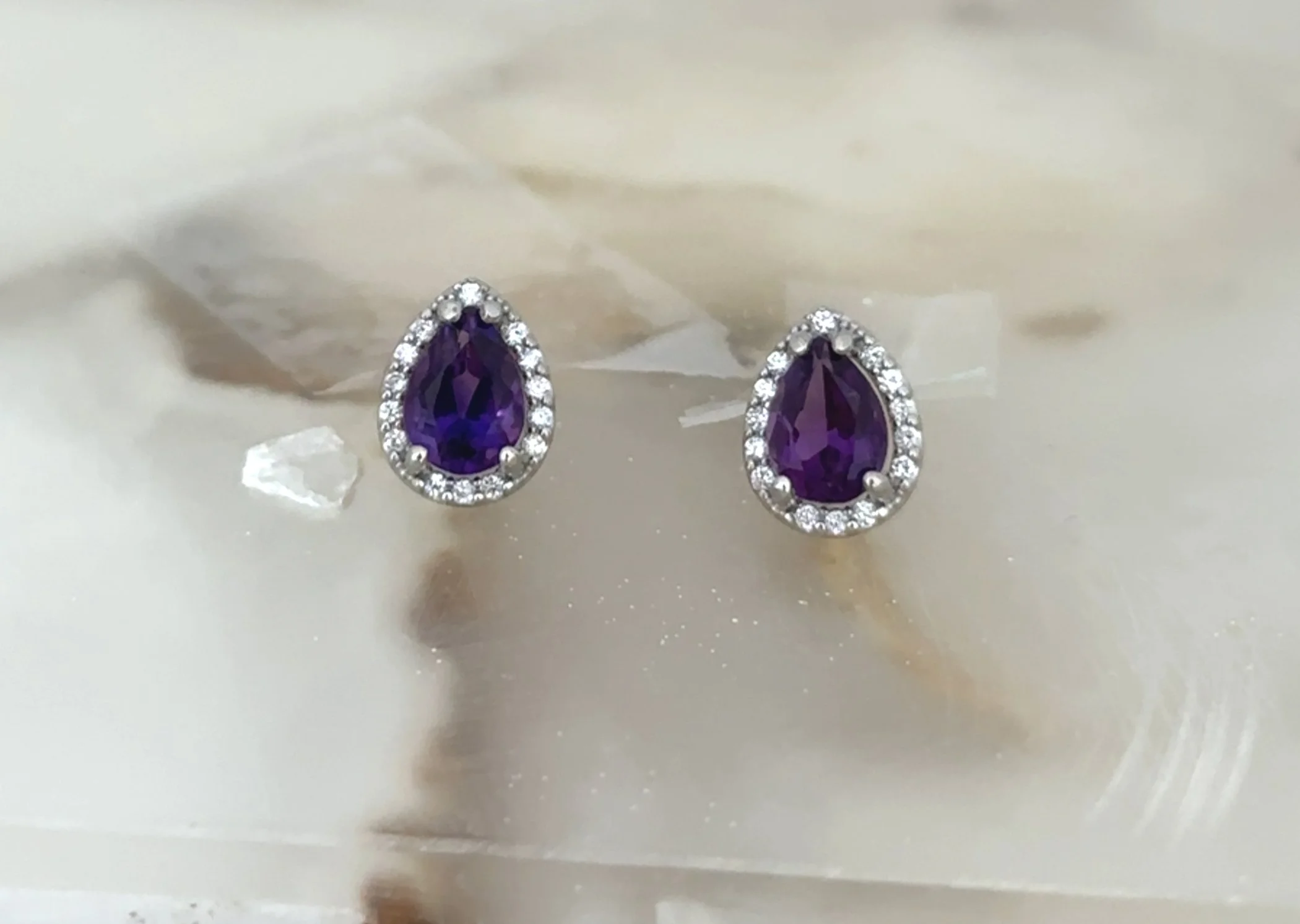 Amethyst & Diamond Studs