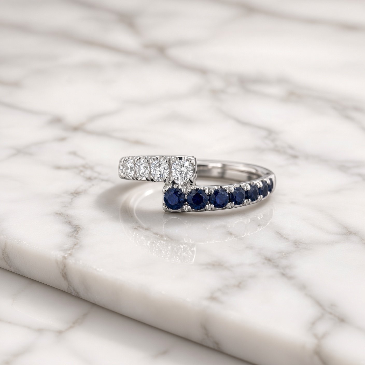 Graduated Sapphire & Diamond Ring