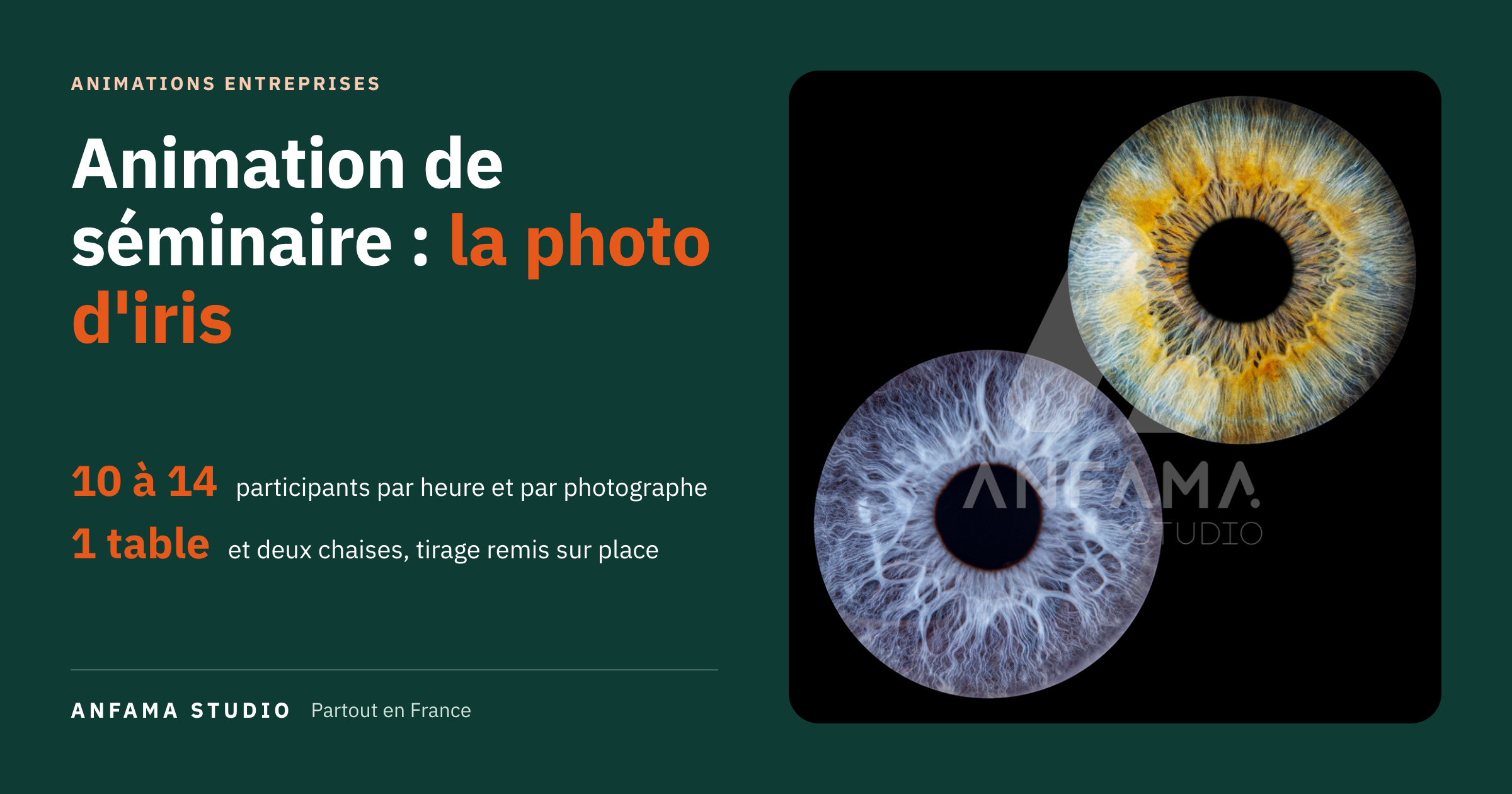 Animation de séminaire : pourquoi la photo d'iris marque plus qu'un photobooth